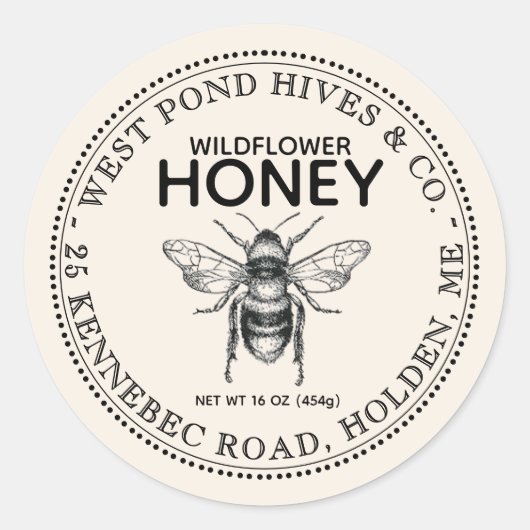 ヴィンテージ蜂蜜ラベル ラウンドシール (正面)