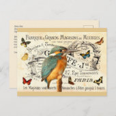 ヴィンテージ蝶とカワバードオンフランスのAd ポストカード (正面/裏面)