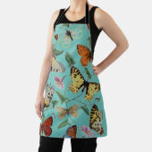 ヴィンテージ蝶とガ絵画ス、ティール（緑がかった色） エプロン (インサイチュ)