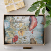 ヴィンテージ蝶とキノコのお洒落レトロ 薄葉紙 (ギフト)