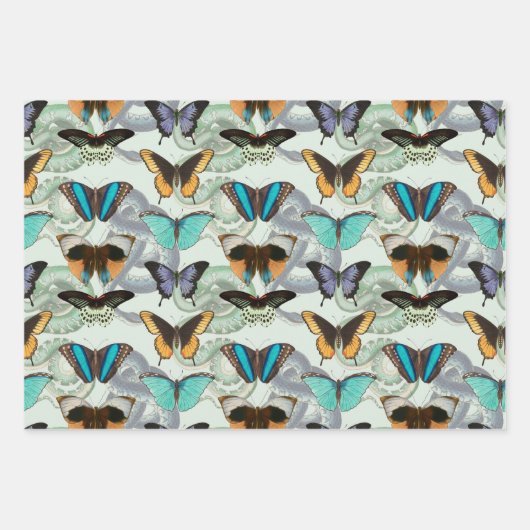 ヴィンテージ蝶とスネークゴシック自然 ラッピングペーパーシート (正面2)