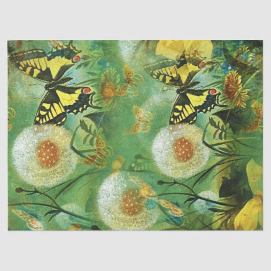 ヴィンテージ蝶とタンポポ 薄葉紙 (正面)