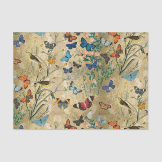 ヴィンテージ蝶とデクページティッシュペーパー 薄葉紙 (正面)