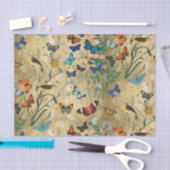 ヴィンテージ蝶とデクページティッシュペーパー 薄葉紙 (クラフト)