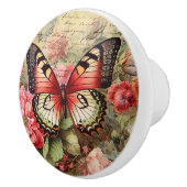 ヴィンテージ蝶とバラエフェメラ セラミックノブ (右)