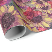 ヴィンテージ蝶とヒマワリ ラッピングペーパー (ロールコーナー)