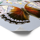 ヴィンテージ蝶とフローライラストレーションオン ポスター (角)