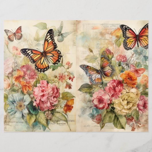 ヴィンテージ蝶とフローラ両面スクラップブック (裏面)