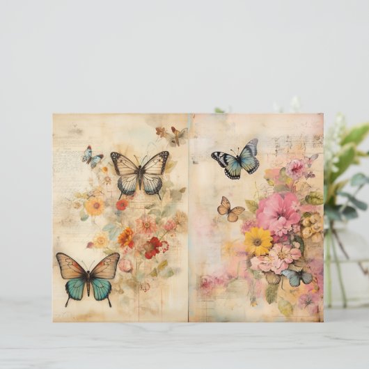 ヴィンテージ蝶とフローラ両面スクラップブック (スタンド正面)