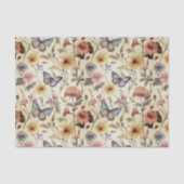 ヴィンテージ蝶と花の切り離しパターン 薄葉紙 (正面)