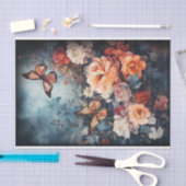 ヴィンテージ蝶と花の切り離し 薄葉紙 (クラフト)