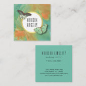 ヴィンテージ蝶と芸術的抽象芸術 スクエア名刺 (正面/裏面)