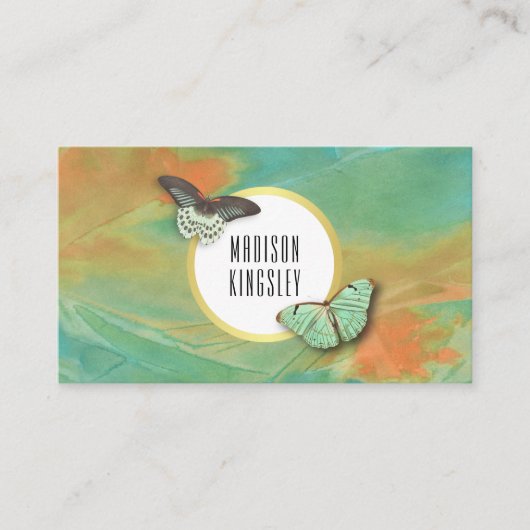 ヴィンテージ蝶と芸術的抽象芸術 名刺 (正面)