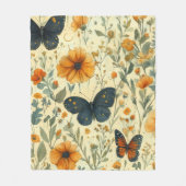 ヴィンテージ蝶と野花 (5) フリースブランケット (正面)