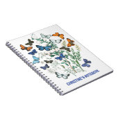 ヴィンテージ蝶のイラストレーションの名前オン ノートブック (右側)