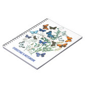 ヴィンテージ蝶のイラストレーションの名前オン ノートブック (左側)