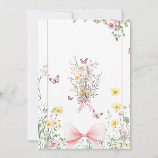 ヴィンテージ蝶のベビー開花バビーブシャワー 招待状 (裏面)