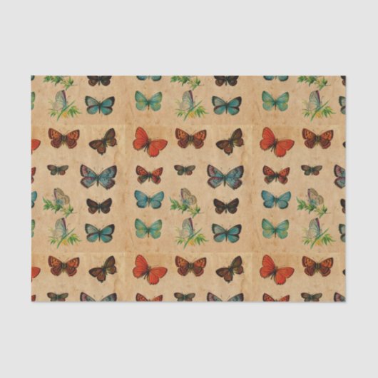 ヴィンテージ蝶の染色された紙デカップクラフト 薄葉紙 (正面)