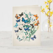 ヴィンテージ蝶の水彩画 カード (黄色い花)