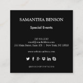 ヴィンテージ蝶の白黒エレガント スクエア名刺 (裏面)