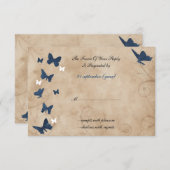 ヴィンテージ蝶の結婚式rsvp標準3.5 x 5 出欠カード (正面/裏面)