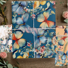 ヴィンテージ蝶の美しいデコパージュ ラッピングペーパーシート