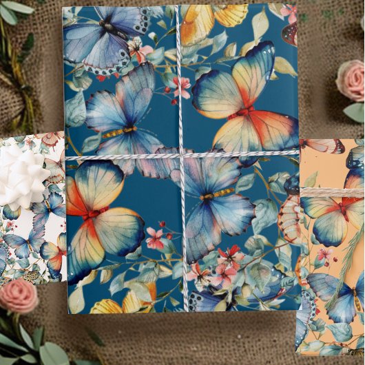 ヴィンテージ蝶の美しいデコパージュ ラッピングペーパーシート