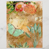 ヴィンテージ蝶の花の葉スクラップブック紙 (正面)