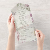 ヴィンテージ蝶の花 オールインワン招待状 (貼ってはがせる)