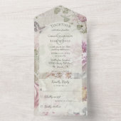 ヴィンテージ蝶の花 オールインワン招待状 (内側)