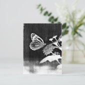 ヴィンテージ蝶の花 – 黒と白 ポストカード (スタンド正面)