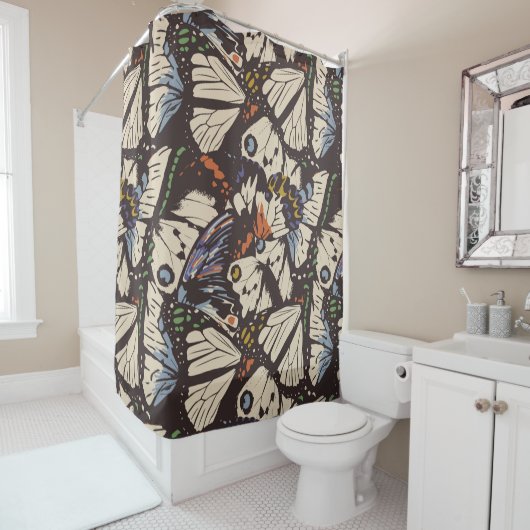 ヴィンテージ蝶の表面パターン。カラフルt シャワーカーテン (インサイチュ)
