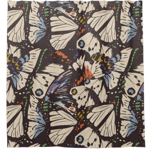 ヴィンテージ蝶の表面パターン。カラフルt シャワーカーテン (正面)