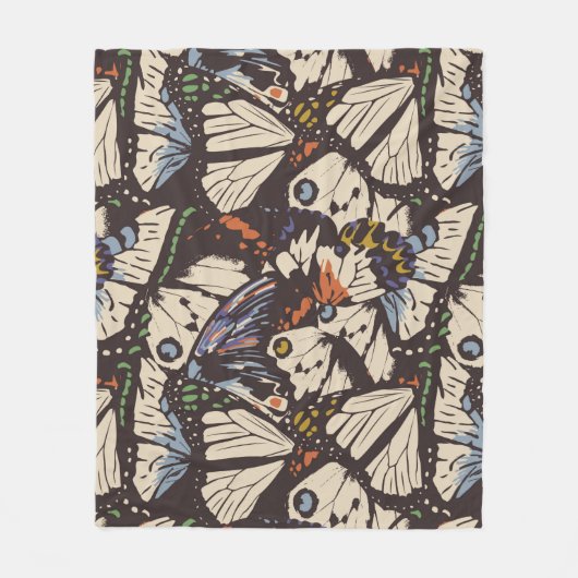 ヴィンテージ蝶の表面パターン。カラフルt フリースブランケット (正面)