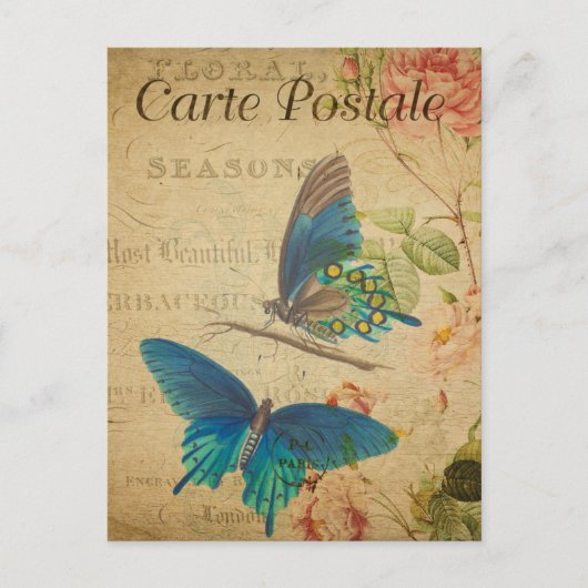 ヴィンテージ蝶はがき ポストカード (正面)