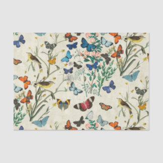 ヴィンテージ蝶アイボリーデクページティッシュペーパー 薄葉紙