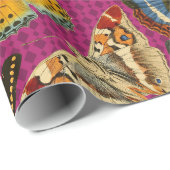 ヴィンテージ蝶イラストレーション紫の背景 ラッピングペーパー (ロールコーナー)