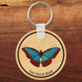 ヴィンテージ蝶イラストレーション キーホルダー (正面)