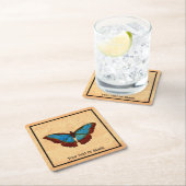 ヴィンテージ蝶イラストレーション スクエアペーパーコースター (インサイチュ)
