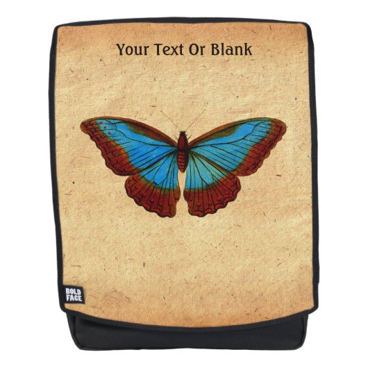 ヴィンテージ蝶イラストレーション バックパック (正面)