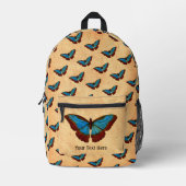 ヴィンテージ蝶イラストレーション プリントバックパック (正面)