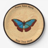 ヴィンテージ蝶イラストレーション ペーパープレート (正面)
