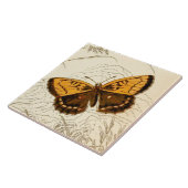 ヴィンテージ蝶イラストレーション、金ゴールドと茶色 タイル (側面)