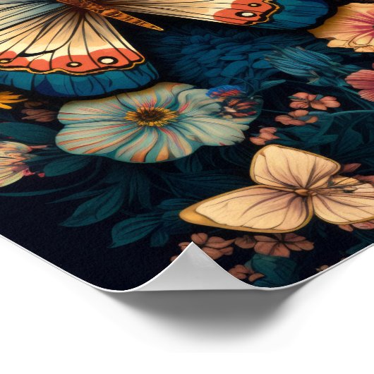 ヴィンテージ蝶ウィリアムモリススタイルポスター ポスター (角)