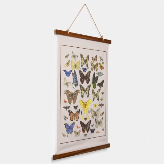 ヴィンテージ蝶ウォール 吊り下げ型タペストリー (傾斜あり)