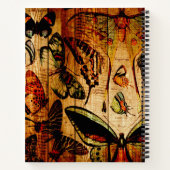 ヴィンテージ蝶オンウッドセピアパーソナライズされた ノートブック (裏面)