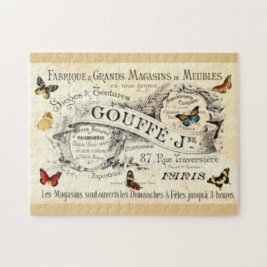 ヴィンテージ蝶オンフランスのAd ジグソーパズル (横)