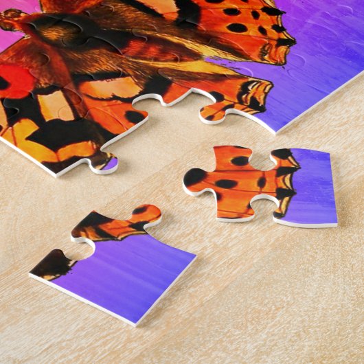 ヴィンテージ蝶オンレインボーバックグラウンド ジグソーパズル (側面)