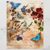 ヴィンテージ蝶コラージスクラップブック紙 (正面)