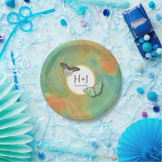 ヴィンテージ蝶サウスウェスト結婚カラー ペーパープレート (パーティー)